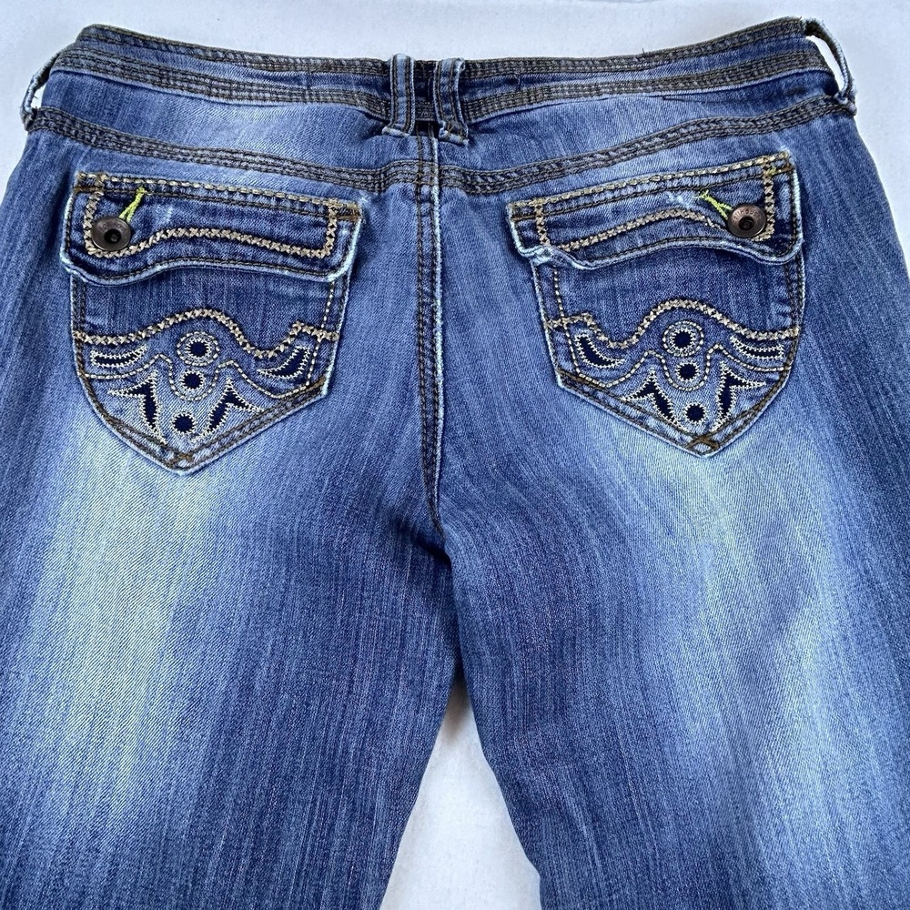 Vintage Dollhouse Jeans Womens Size 7 32" Flared Low Waist Light Blue Denim Y2K